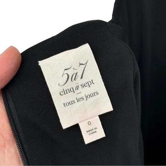 Cinq à Sept Mariah Back Cut-Out Ruched Slip Midi Dress 0 Black Front Slit Dressy - Picture 13 of 15